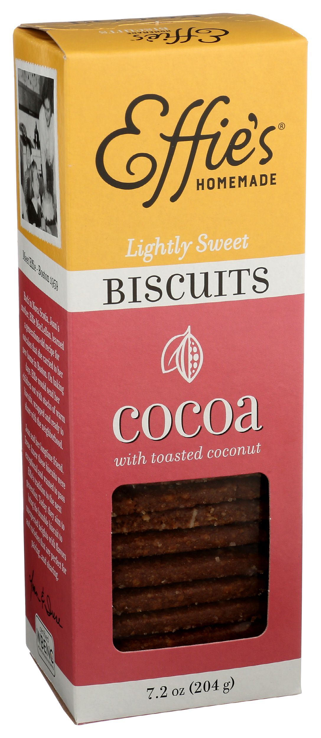 Effie's Homemade Lightly Sweet Cocoa Biscuits, 7.2 Ounce -- 12 Per Case