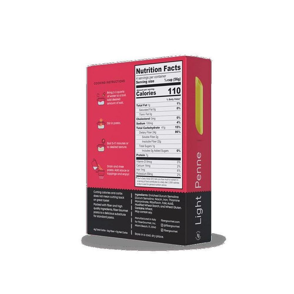 Fibergourmet Light Penne Pasta, 8 Ounce -- 12 Per Case