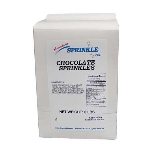American Sprinkle Co. Chocolate Sprinkles, 6 Pound -- 4 Per Case