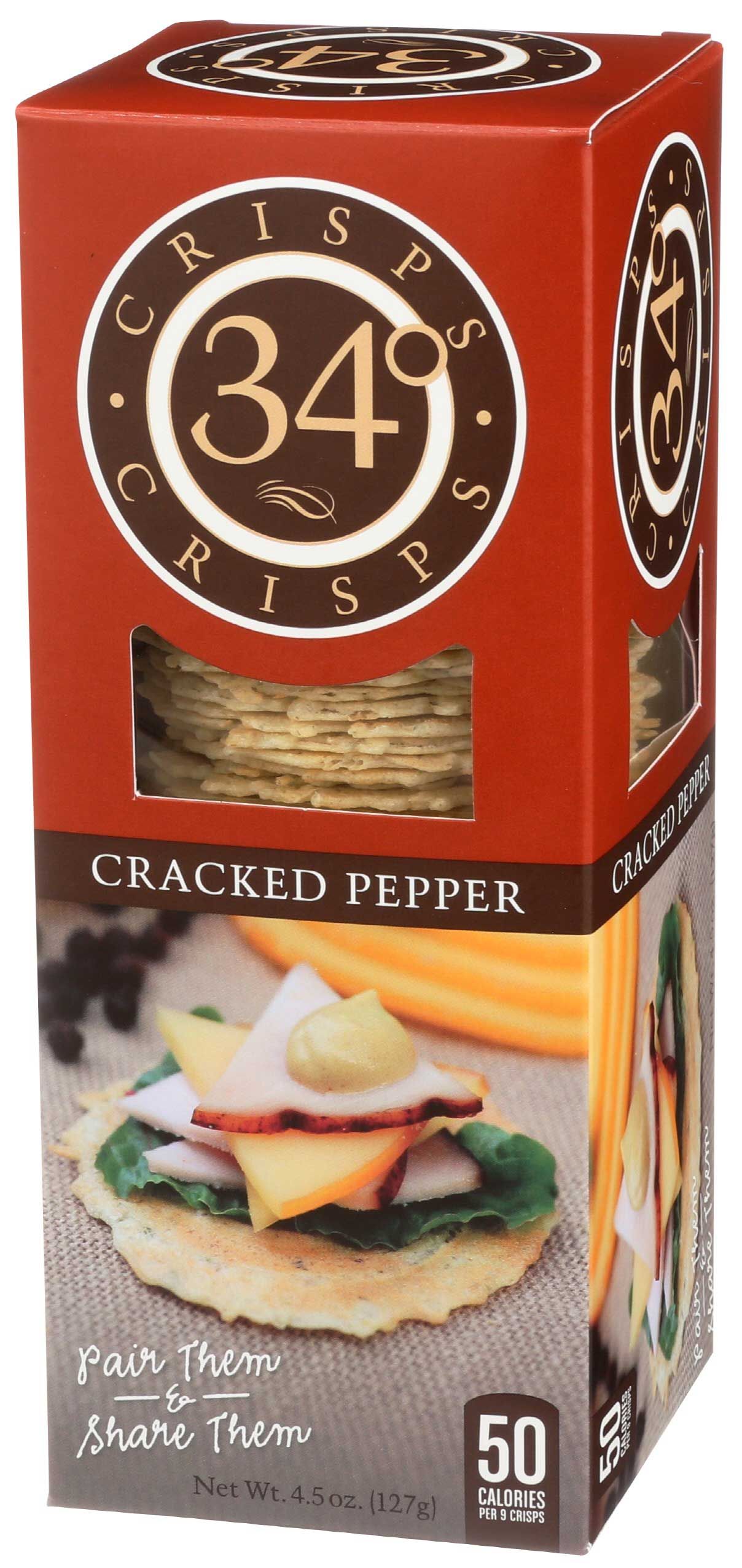 34 Degrees Cracked Pepper Crispbread, 4.5 Ounce -- 12 Per Case