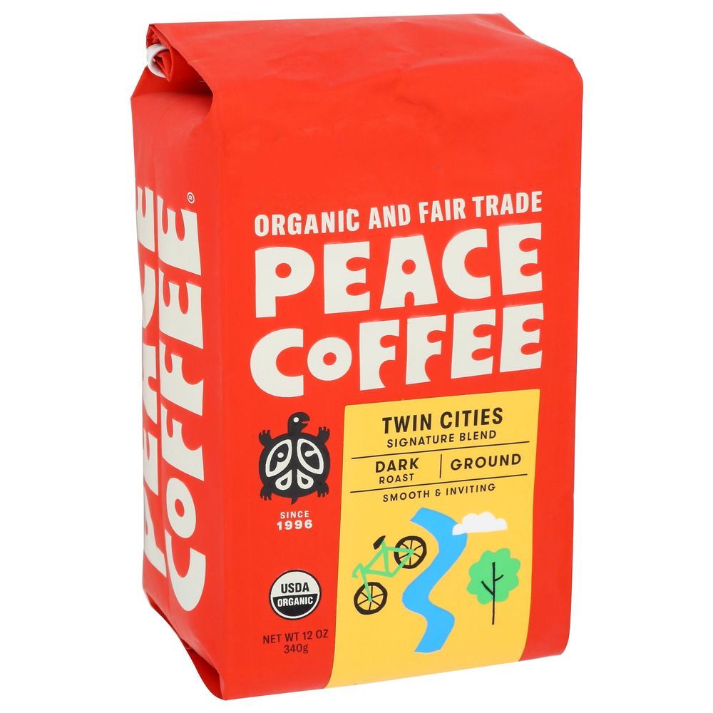 Peace Coffee Twin Cities Dark Roast Ground Coffee, 12 Ounce -- 6 Per Case