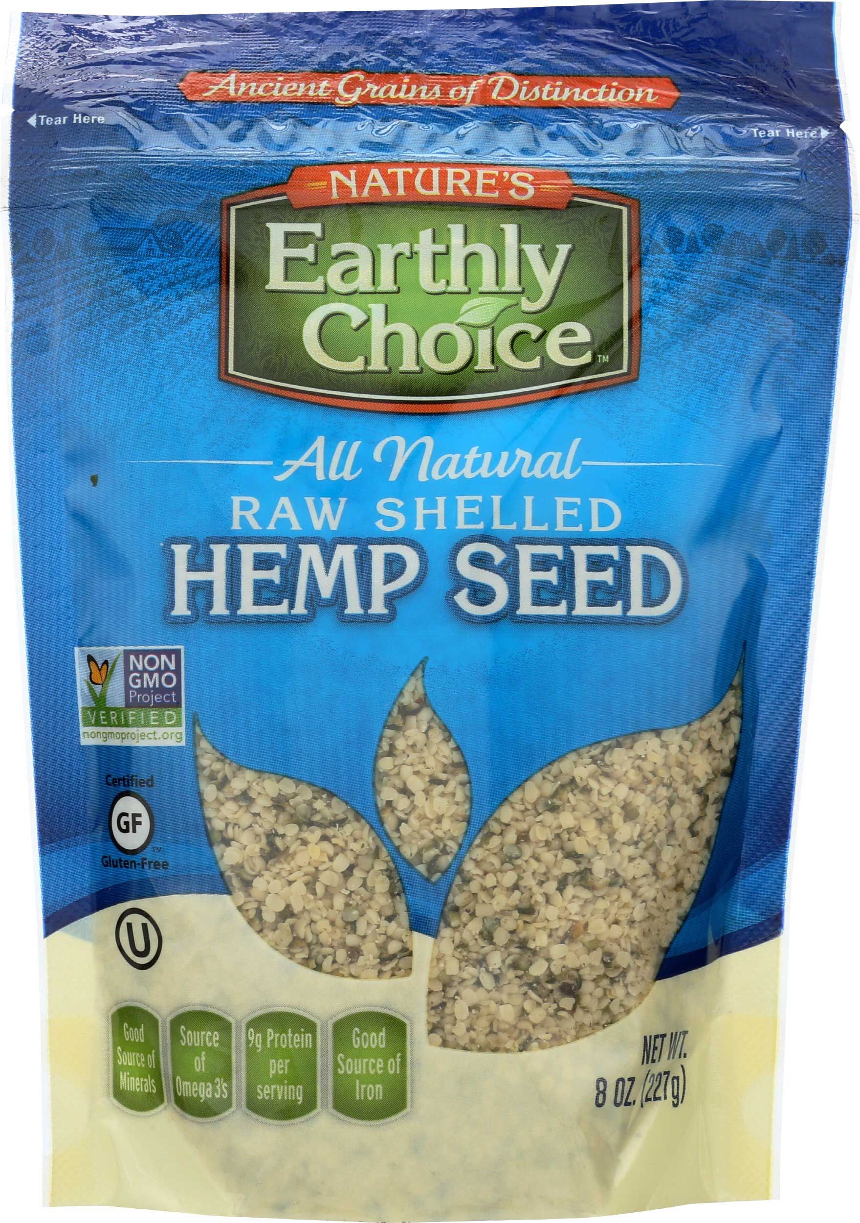 Nature's Earthly Choice Raw Shelled Hemp Seed, 8 Ounce -- 6 Per Case