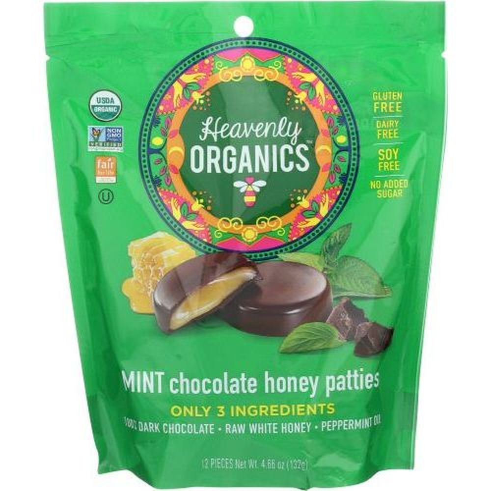 Heavenly Organics Mint Chocolate Honey Patties, 4.66 Ounce -- 6 Per Case