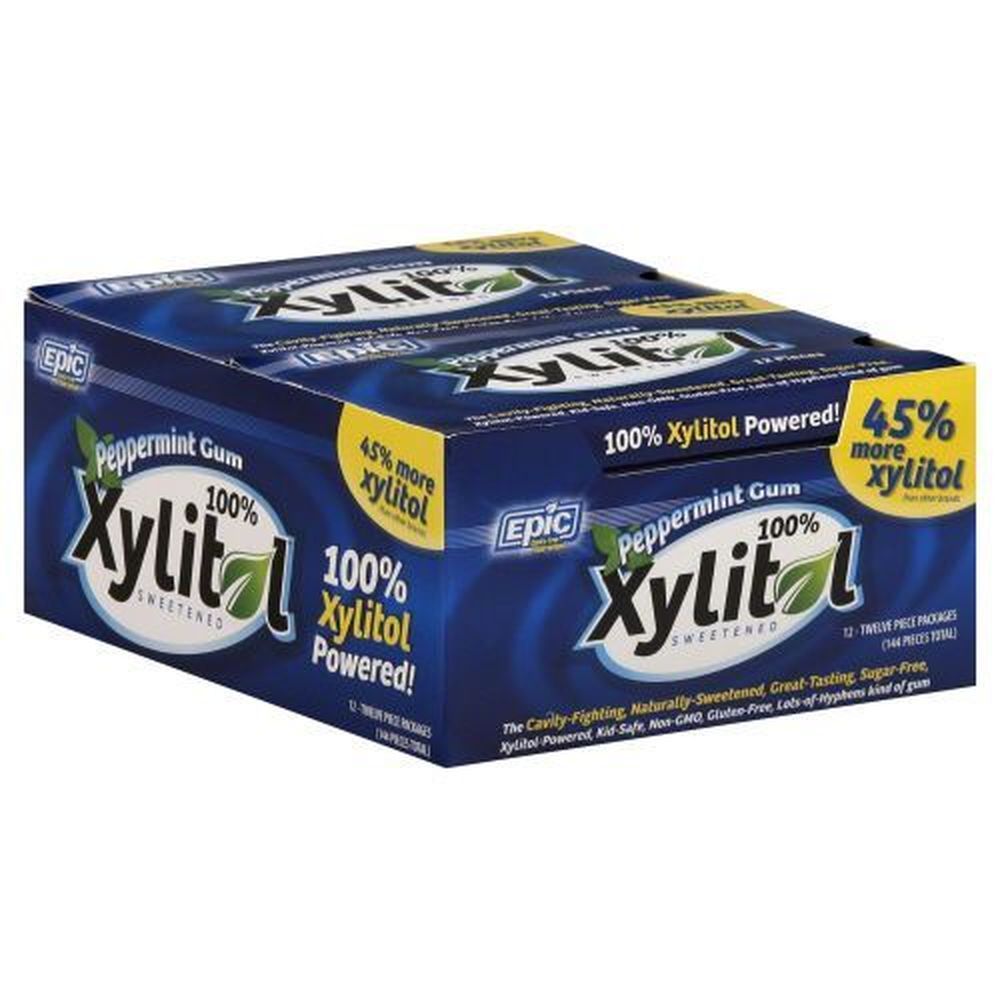 Epic Dental Xylitol Peppermint Gum, 12 Count -- 12 Per Case