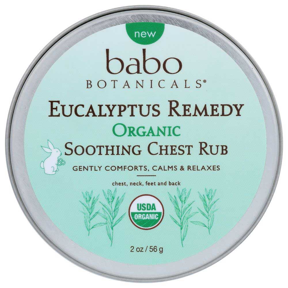 Babo Botanicals Eucalyptus Remedy Organic Soothing Chest Rub, 2 Ounce -- 6 Per Case