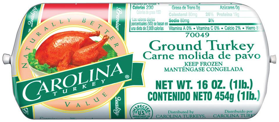 Carolina Ground Turkey, 1 Pound Chub -- 12 Per Case