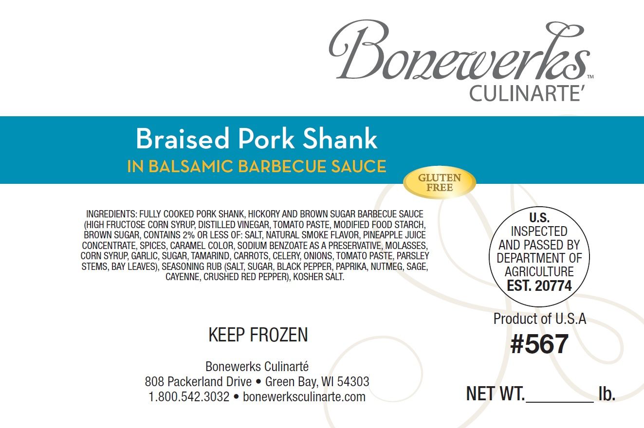 Bonewerks Culinarte Braised Balsamic Barbecue Pork Shank Meat, Fully Cooked -- 12 Per Case