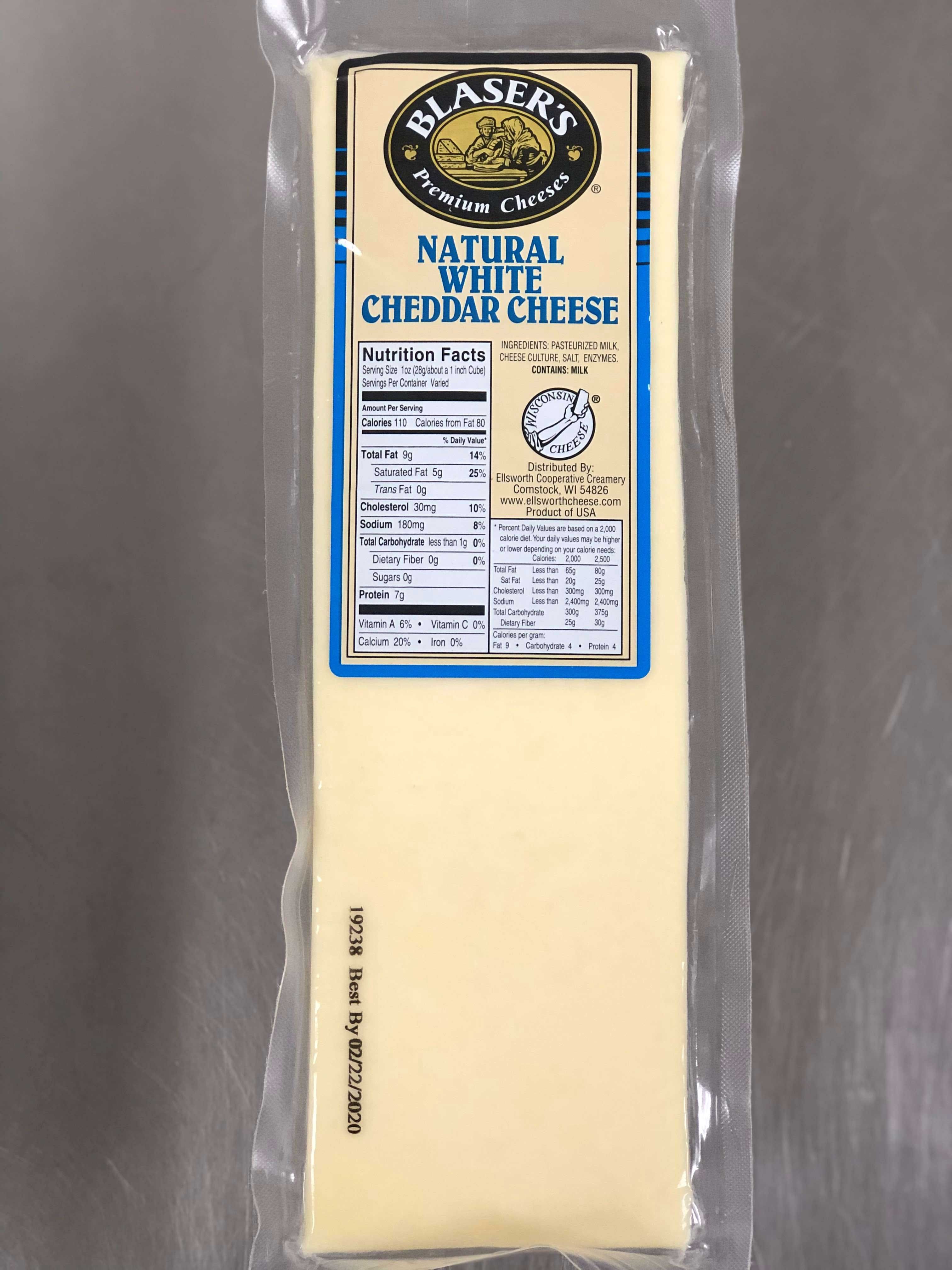 Blaser's Natural White Ceddar Cheese, 5 Pound -- 2 Per Case