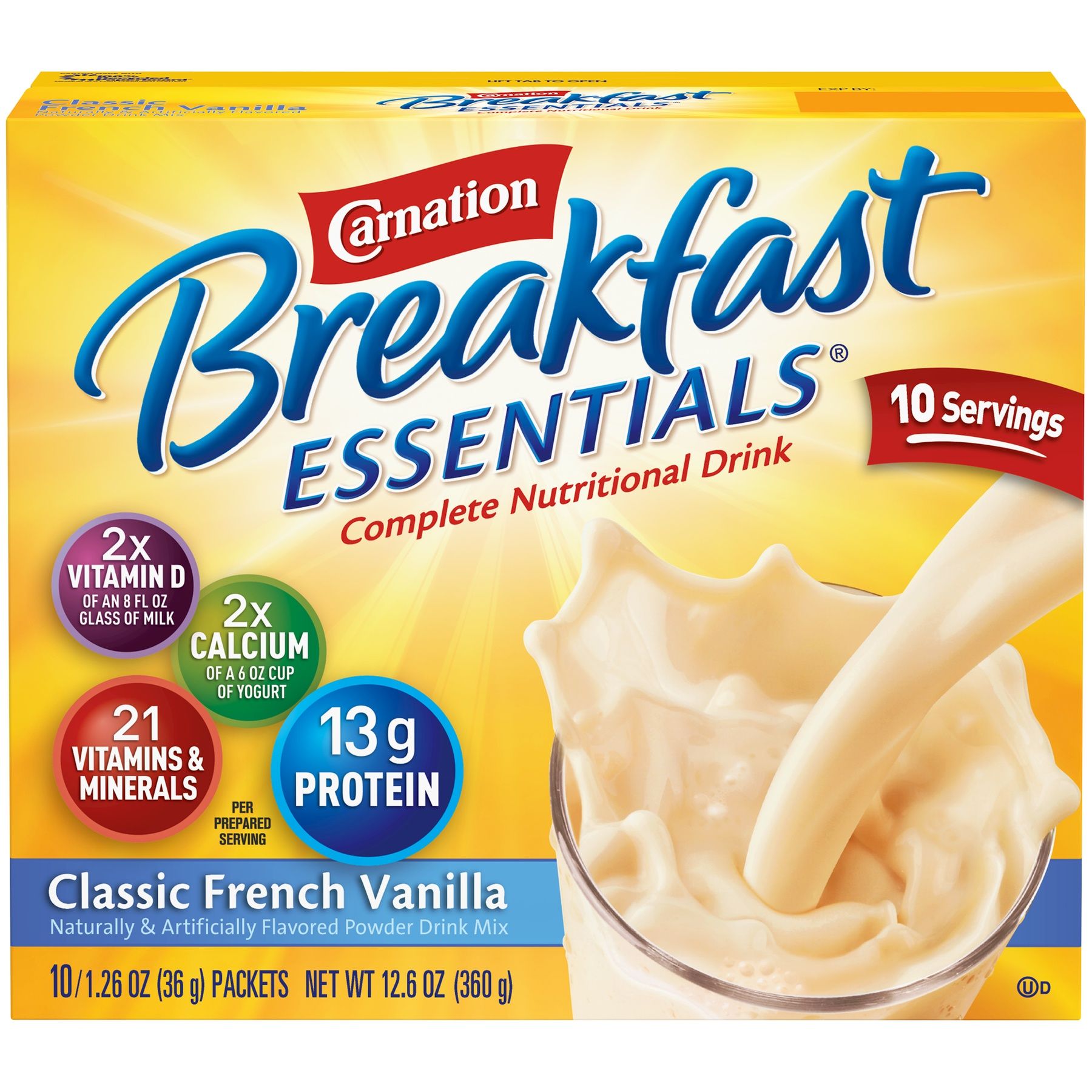 Carnation Instant Breakfast French Vanilla Beverage, 1.26 Ounce, 10 Count -- 60 Per Case