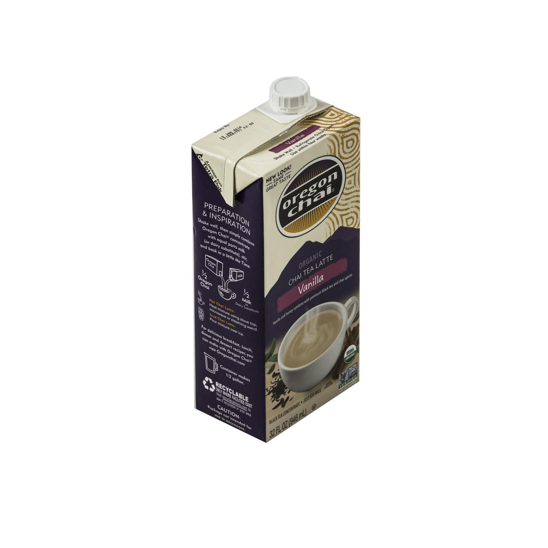 Oregon Chai Organic Vanilla Chai Tea Lattte Concentrate, 32 Ounce -- 6 Per Case