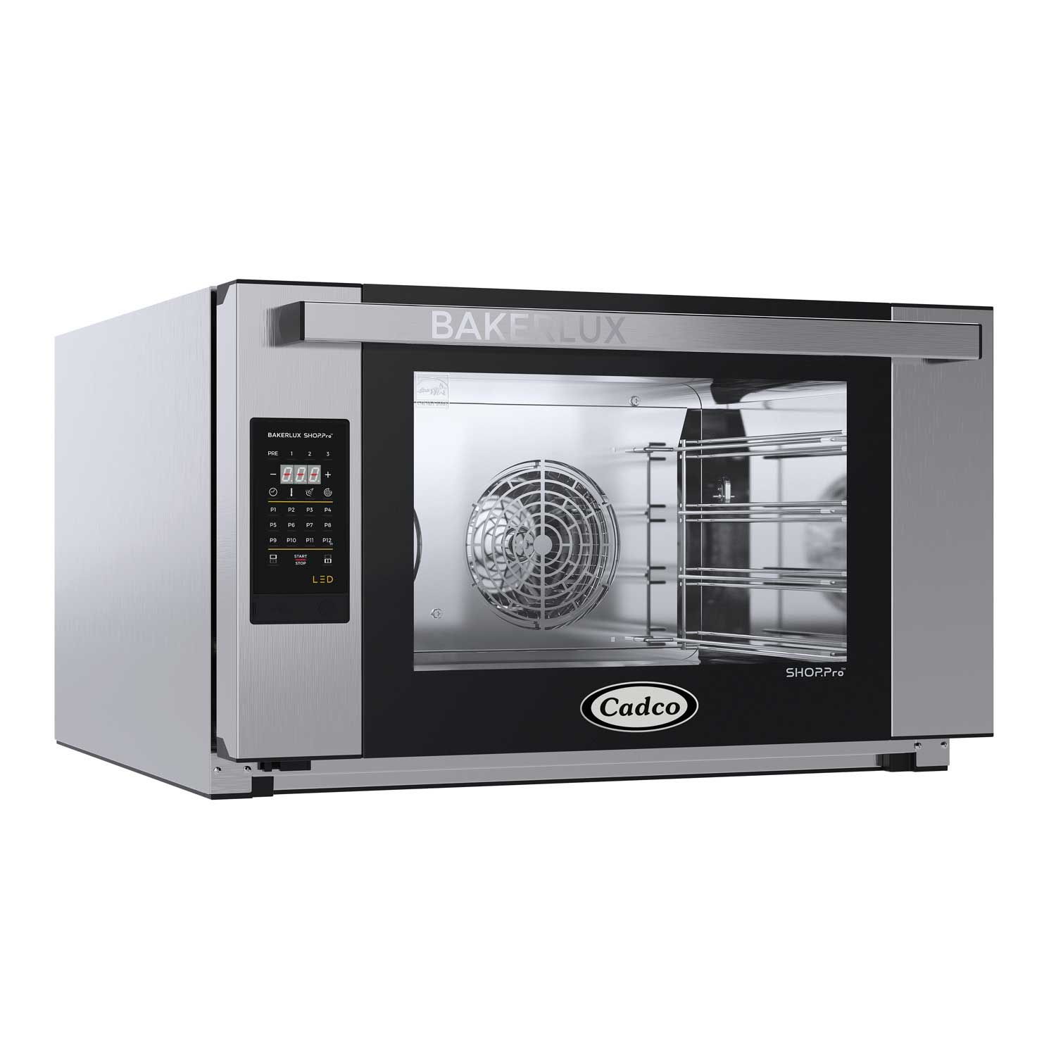Cadco Bakerlux Heavy-duty Stainless Steel 220 Volt 4 Shelf Full Size Countertop Convection Oven With Digital Controls And Humidity, 31 1/2 X 19 X 31 Inch