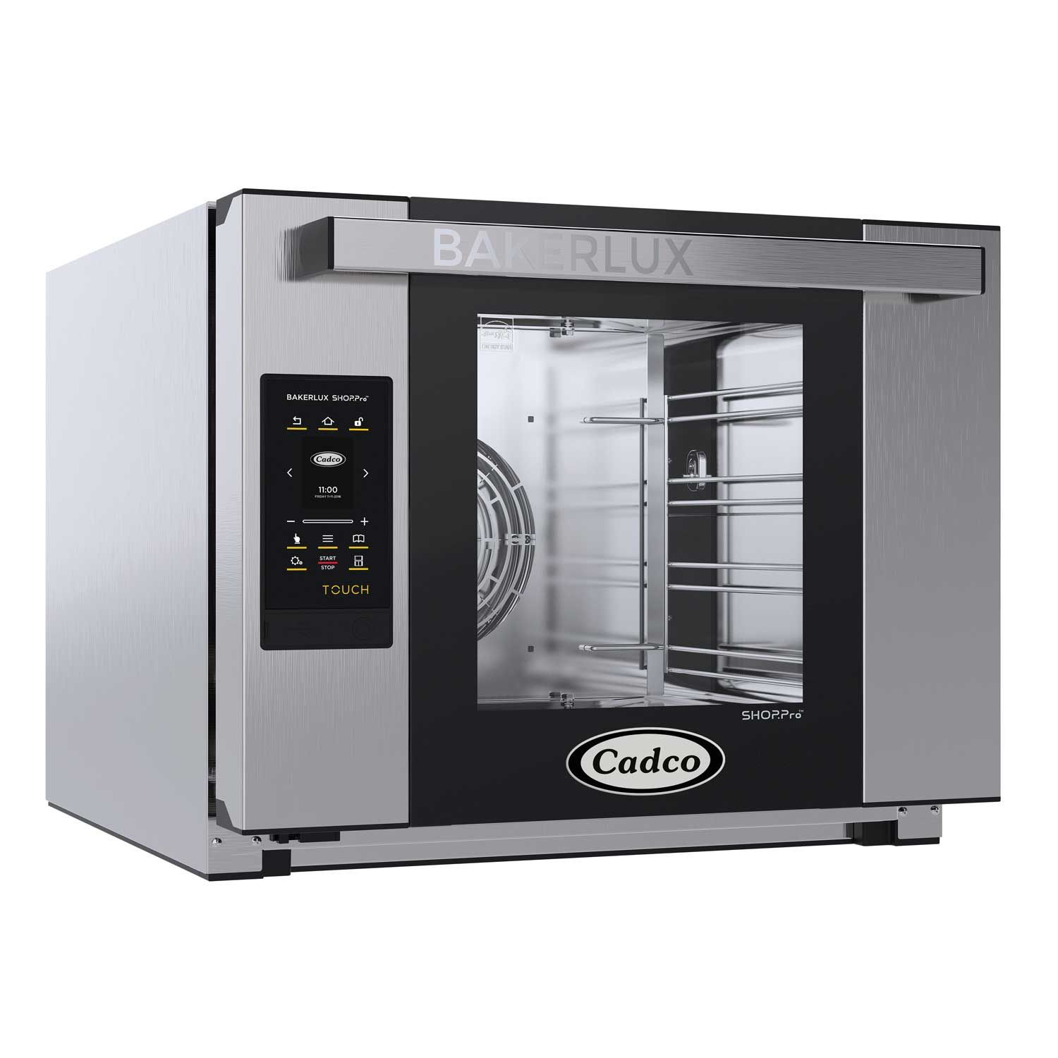 Cadco Bakerlux Heavy-duty Stainless Steel 208-240 Volt 4 Shelf Half Size Countertop Convection Oven With Digital Controls And Humidity, 23.6875 X 19 X 25.5 Inch
