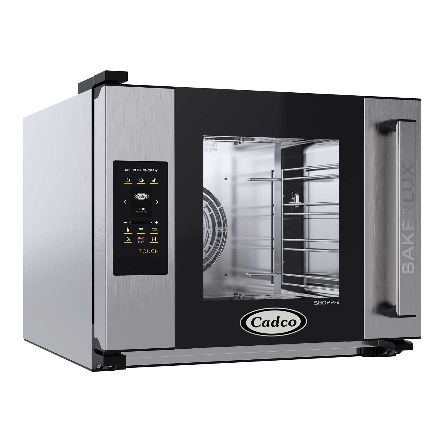 Cadco Bakerlux Heavy-duty Stainless Steel 208-240 Volt 4 Shelf Half Size Rh Door Countertop Convection Oven With Digital Controls And Humidity, 23.6875 X 19 X 25.5 Inch