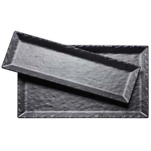 Cal-mil Melamine Black Rectangle Faux Slate Platter With Raised Rim, 21 X 13 X 1 Inch -- 3 Per Case