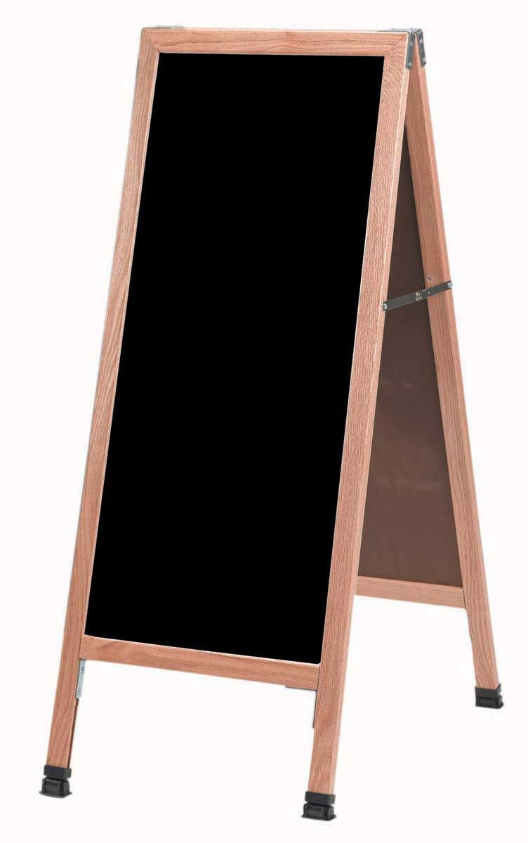 Aarco Solid Oak Wood A-frame Sidewalk Black Melamine Markerboard, 42 X 18 Inch