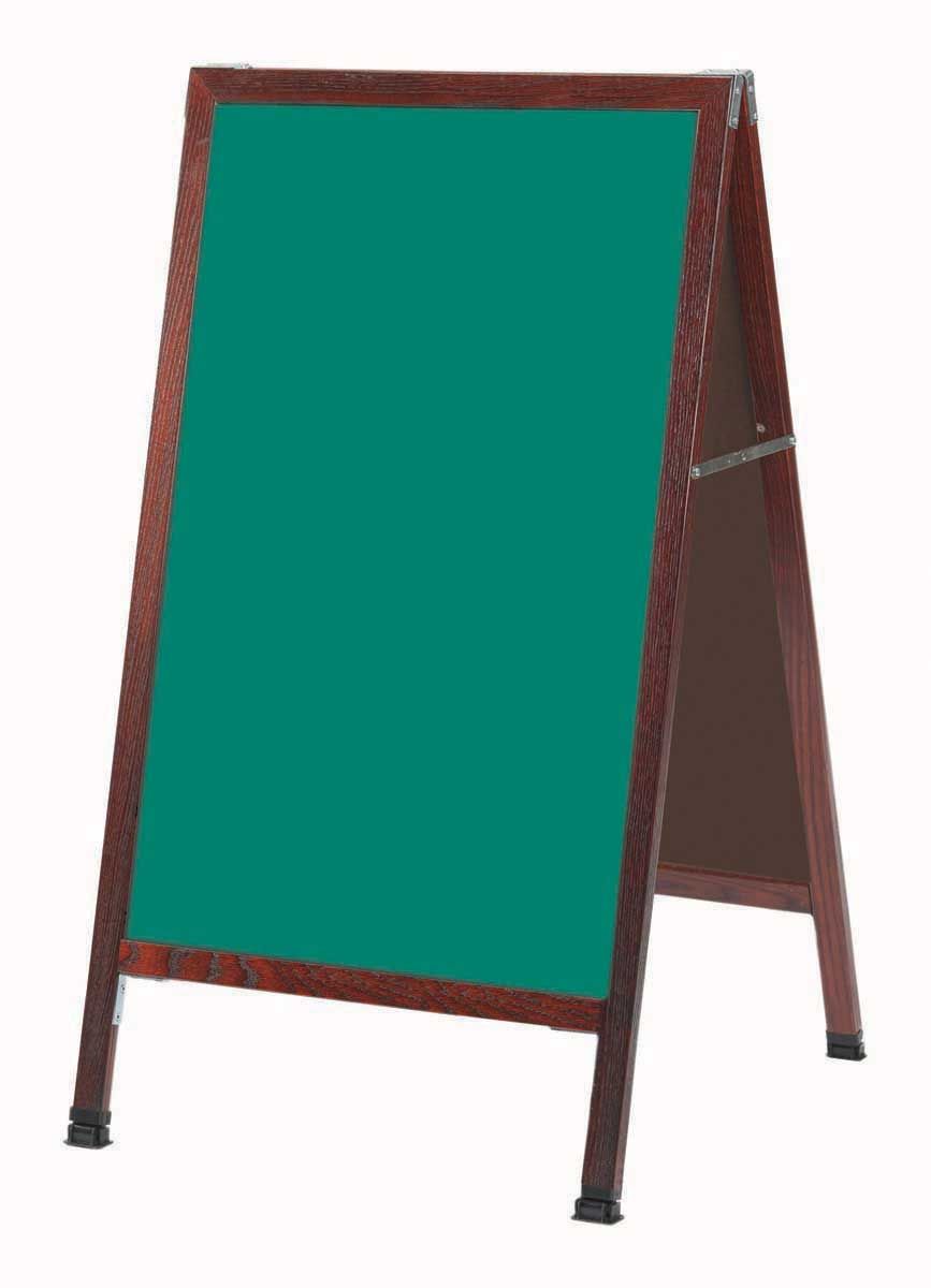 Aarco Solid Oak Wood With Cherry Finish A-frame Sidewalk Green Composition Chalkboard, 42 X 24 Inch