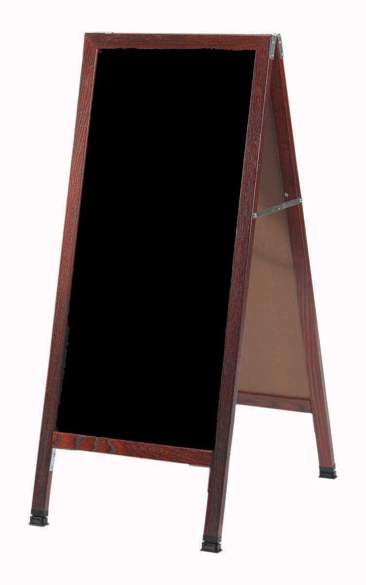 Aarco Solid Oak Wood With Cherry Finish A-frame Sidewalk Black Melamine Markerboard, 42 X 18 Inch