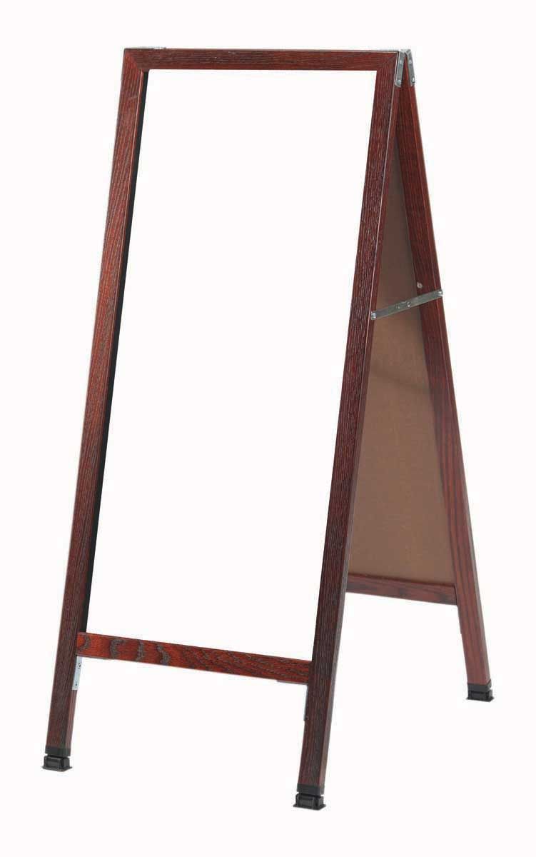 Aarco Solid Oak Wood With Cherry Finish A-frame Sidewalk White Melamine Markerboard, 42 X 18 Inch
