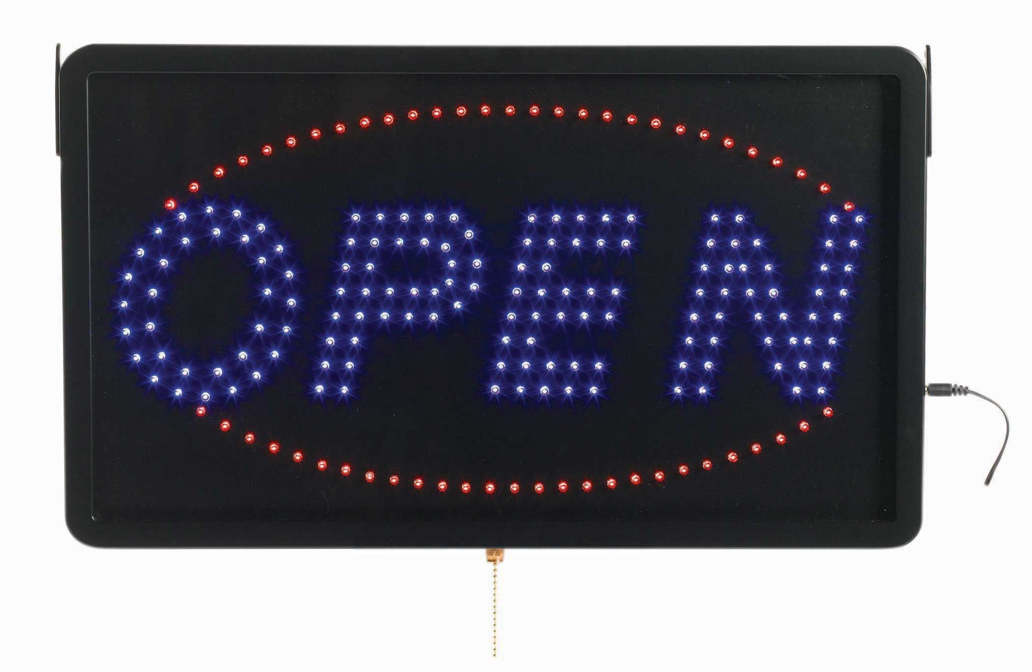 Aarco Black High Visibility Large Open Led Sign, 13 X 22 Inch