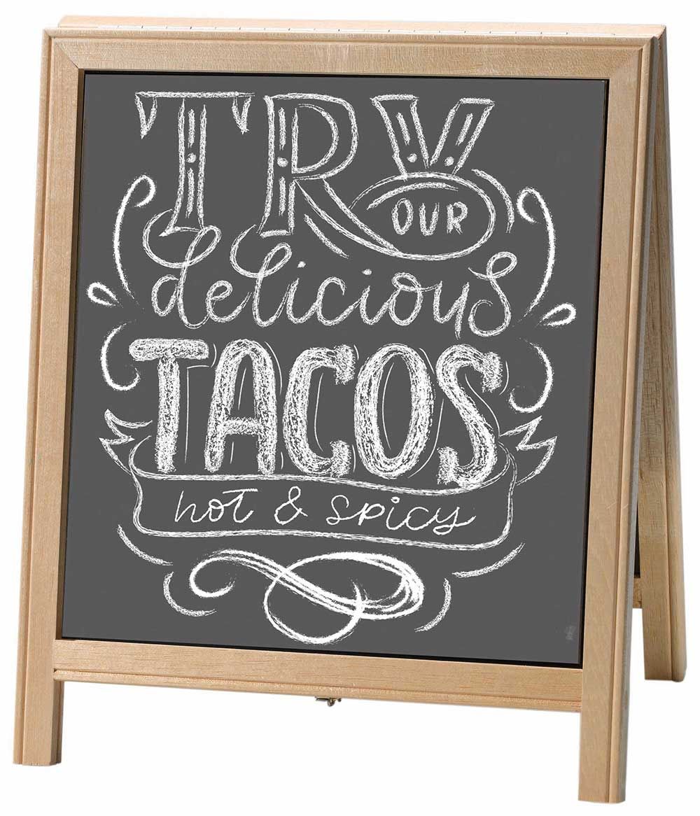 Aarco Solid Oak Wood Table Top A Frame Black Chalkboard, 14 X 12 Inch