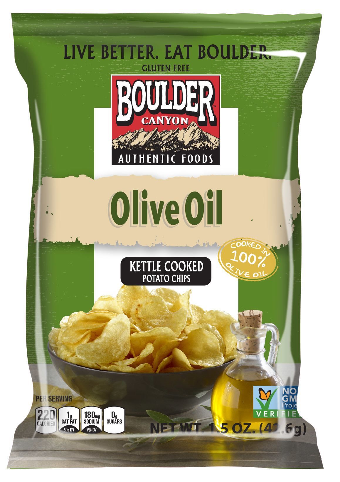 Boulder Canyon Olive Oil Kettle Cooked Potato Chips, 1.5 Ounce -- 55 Per Case