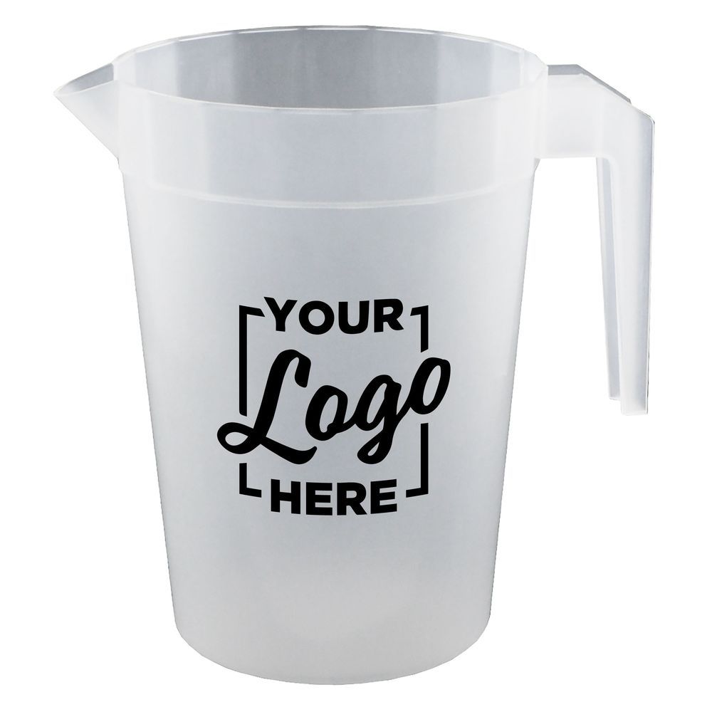 Howw Polypropylene Stackable Pitcher With Handle With 2 Color Custom Logo, 64 Ounce Capacity -- 48 Per Case