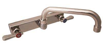 Bk Resources Evolution Series Stainless Steel 8 Inch On Center Splash Mount Faucet With 14 Inch Swing Spout