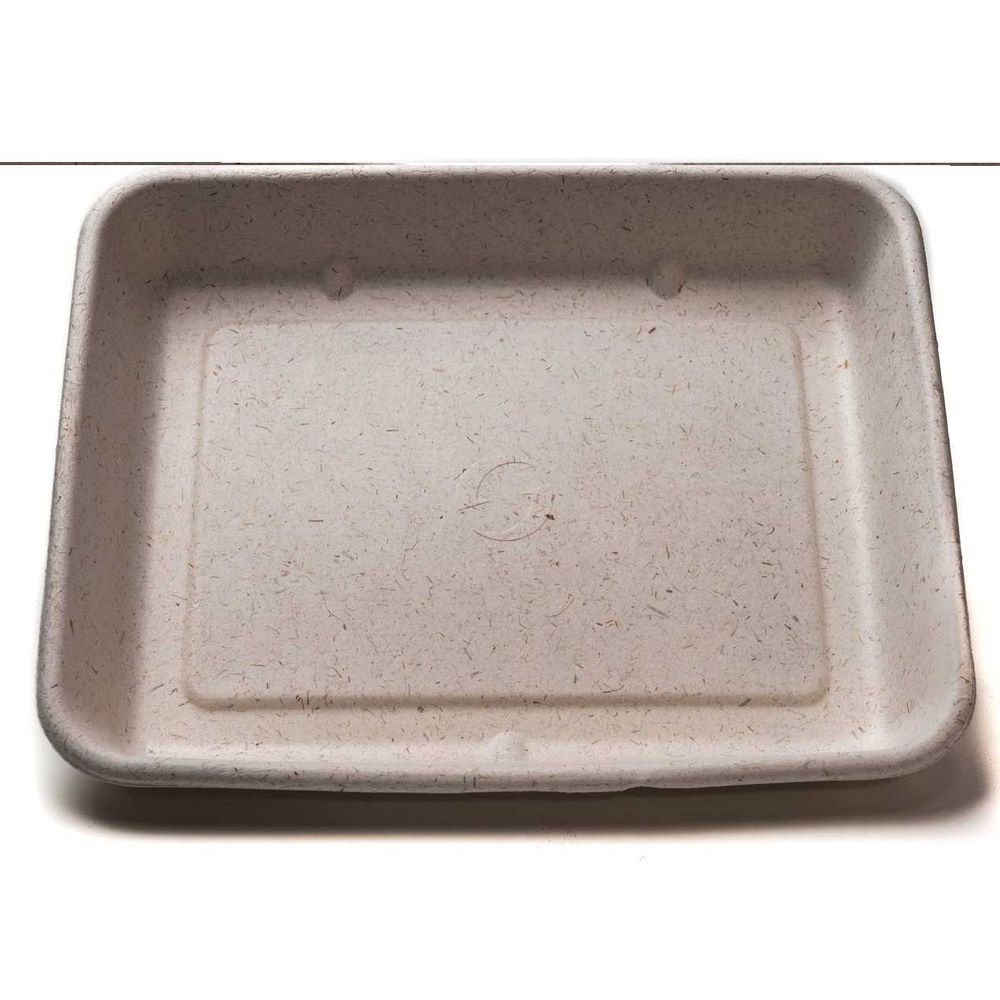 Ovation Sugarcane Bagasse Wheat Stalk Rectangular Food Tray, 30 Ounce -- 200 Per Case
