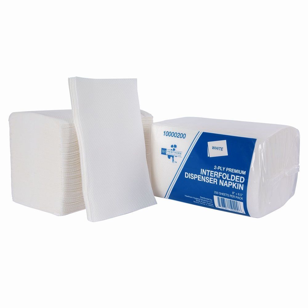 Hawthorn White 2 Ply Paper Interfold Quilted Display Napkin, 8 X 6.5 Inch -- 6000 Per Case