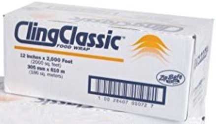 Bunzl Cling Classic Zipsafe Film, 12 In X 2000 Ft, 1 Roll