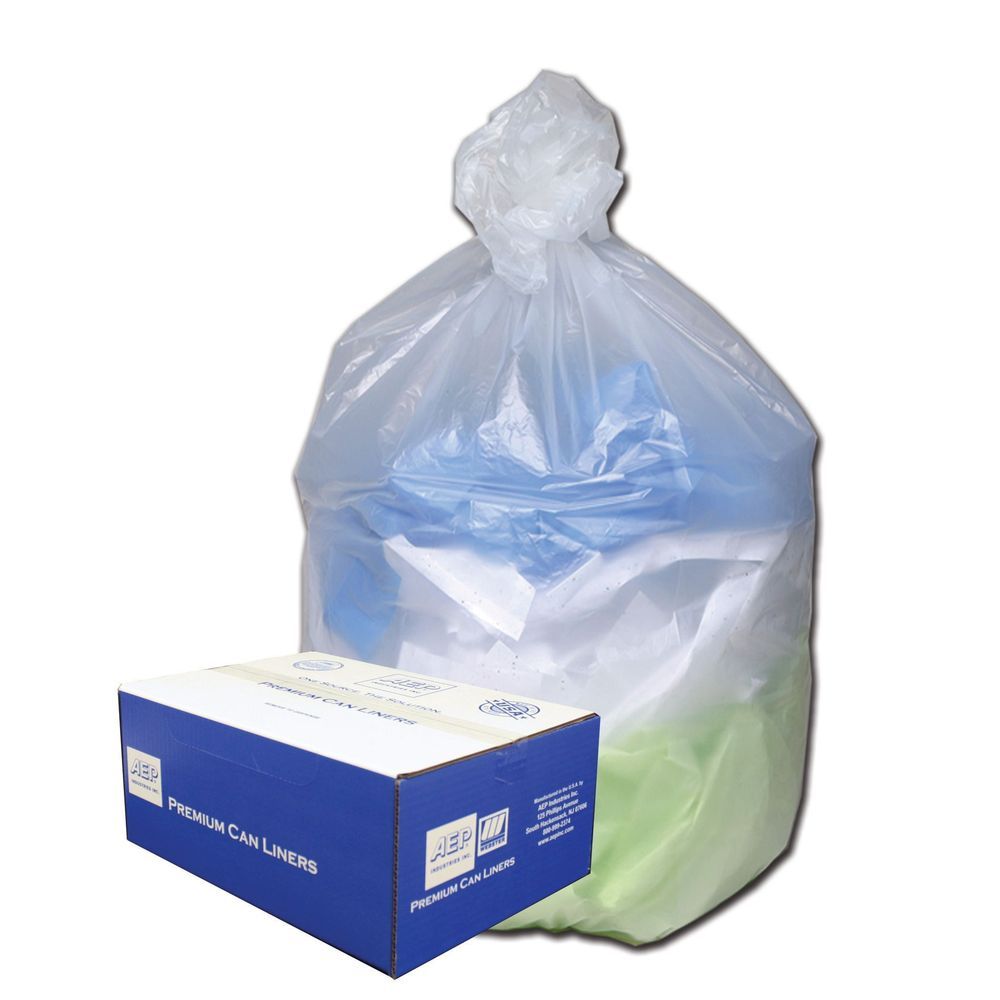 Aep Clear Linear Low Density Polyethylene Liner, 33 Gallon Capacity -- 100 Per Case