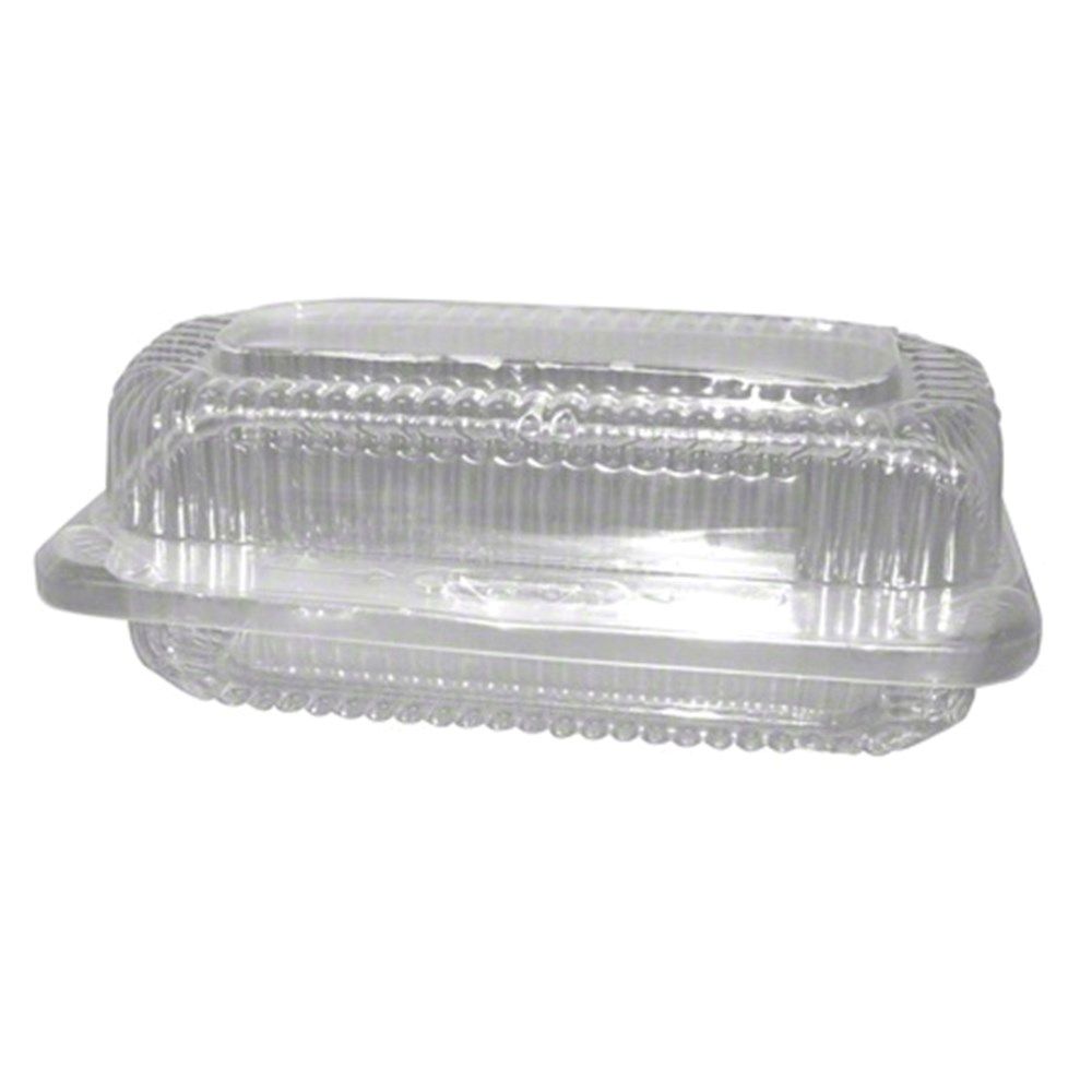 Detroit Forming Clear One Cell Shallow Hot Dog Rectangular Hinged Container, 6.5 X 3.9 X 2.5 Inch -- 250 Per Case