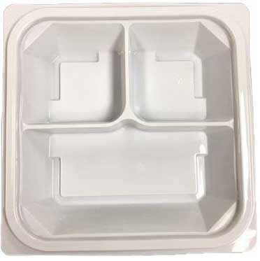 Easypak Polypropylene Wave Square 3 Compartment Container, 8 X 8 X 1.5 Inch -- 250 Per Case