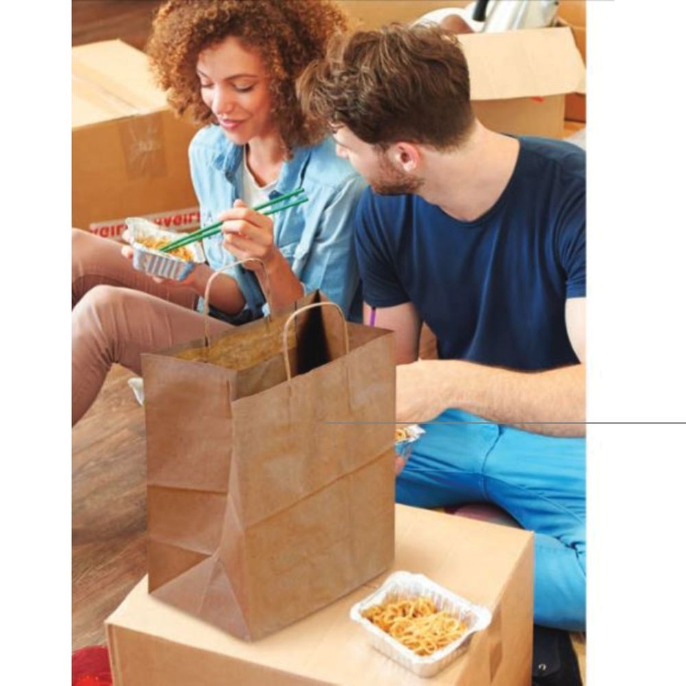 Dubl Life C-mod Kraft Virgin Paper Tote Bag With Handle, 65 Pound Capacity -- 250 Per Case