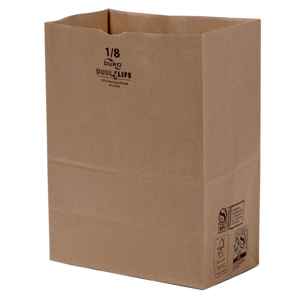 Dubl Life 1/8 Bbl Kraft Paper Sack Bag, 52 Pound Capacity -- 500 Per Case