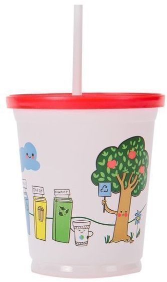 Fabri-kal Recycle Friends Polypropylene Clear Aquarium Kids Cup With Lid, 12 Ounce Capacity -- 500 Per Case