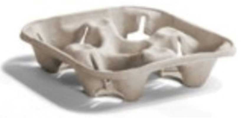 Huhtamaki Strongholder Molded Fiber 4 Cup Carrier, 8 1/2 X 8 1/2 X 2 Inch -- 300 Per Case