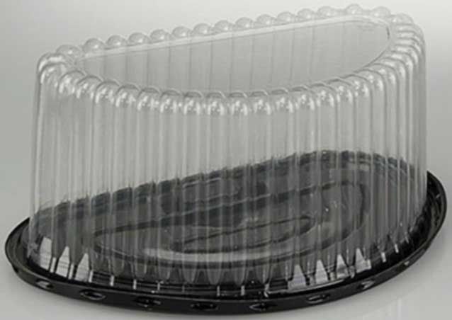 Pactiv Rpet Half Round Black Base Cake Container With 5 Inch Tall Clear Fluted Dome Lid, 8 Ounce Capacity -- 60 Per Case