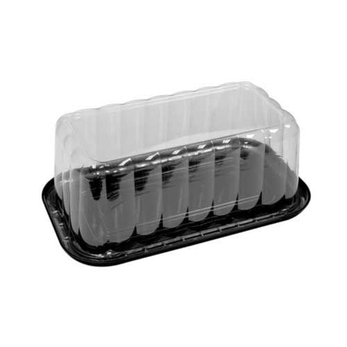 Pactiv Polyethylene Terephthalate Black Bar Cake Container With Clear Rose Dome, 7 X 12 X 4.25 Inch -- 100 Per Case