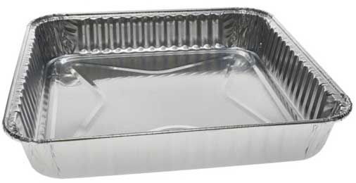 Pactiv Silver Full Curl 8 Inch Aluminum Square Cake Pan, 32 Ounce Capacity -- 300 Per Case