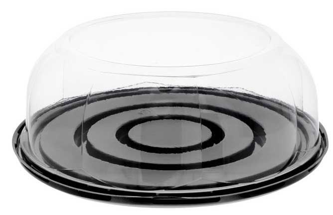 Pactiv Rpet 9 Inch Black Base Cake Container With 3.5 Inch Rose Dome Lid, 64 Ounce Capacity -- 80 Per Case