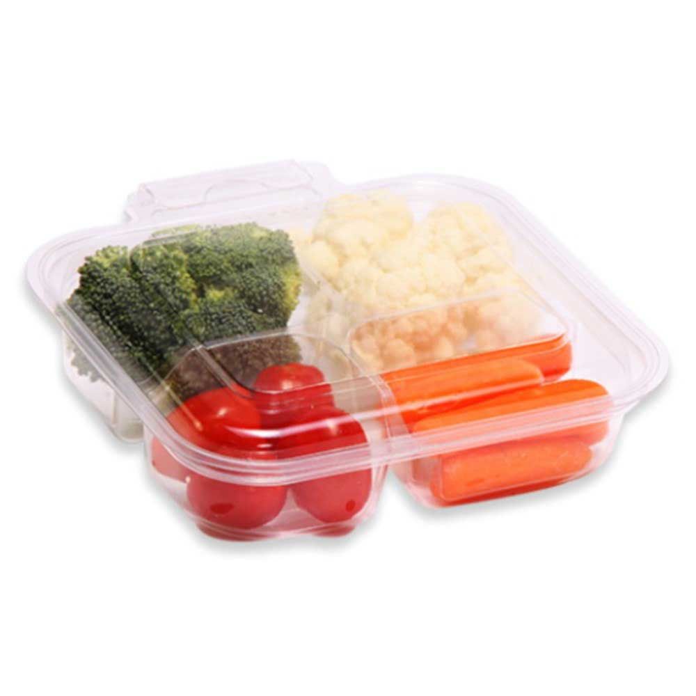Polar Pak Square Clear Pet 4 Compartment Container -- 150 Per Case