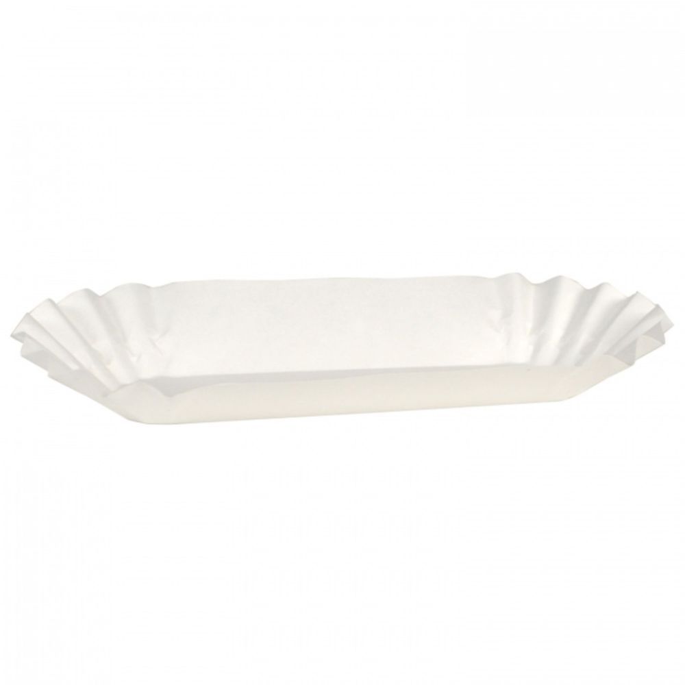 Hoffmaster White Paper Medium Weight Fluted Hot Dog Tray, 6 Inch -- 3000 Per Case