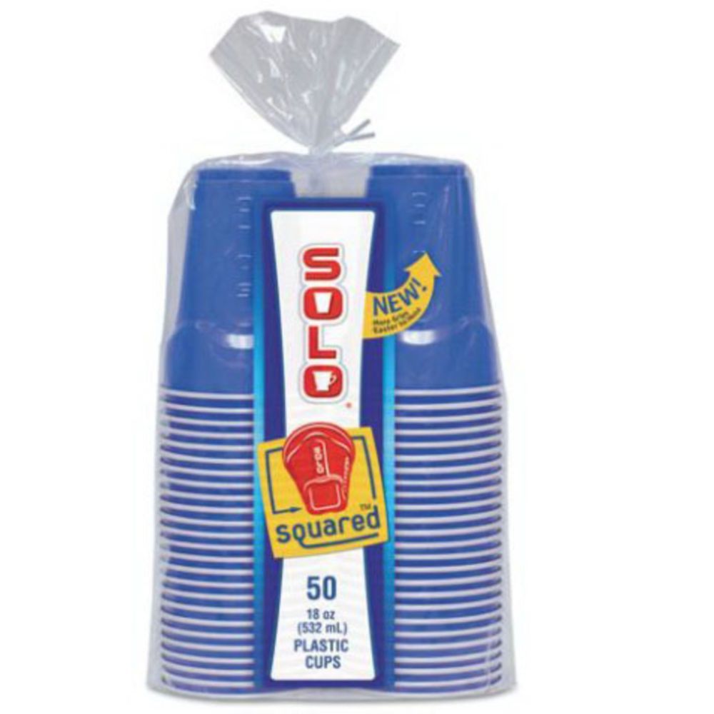 Solo Red Blue Plastic Cold Cup, 18 Ounce Capacity -- 600 Per Case
