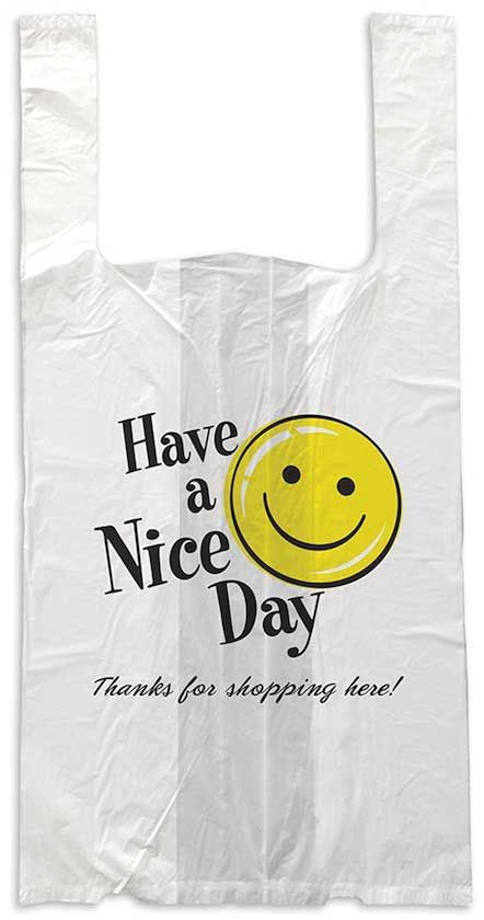 Hilex Poly Rollmate White Happy Face Nice Day Large Bag, 11 X 6.5 X 24 Inch -- 1600 Per Case