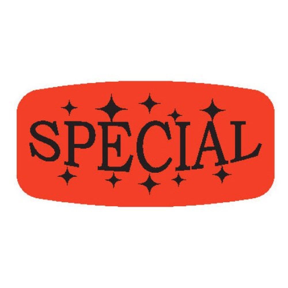 Bollin Label Systems Red/glo Small Oval Special Label -- 1000 Per Case