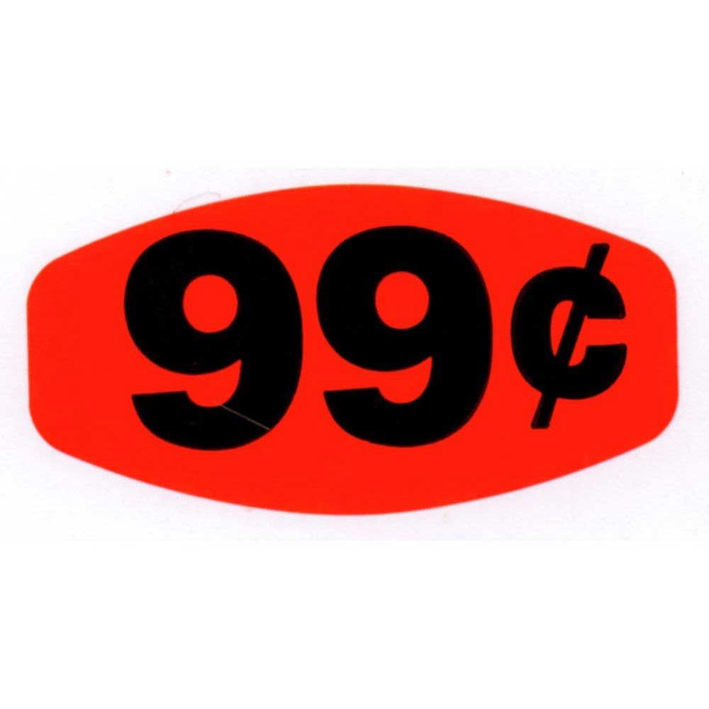 Bollin Label Red Glow Oval 99 Label, 0.625 X 1.25 Inch, 1000 Per Roll