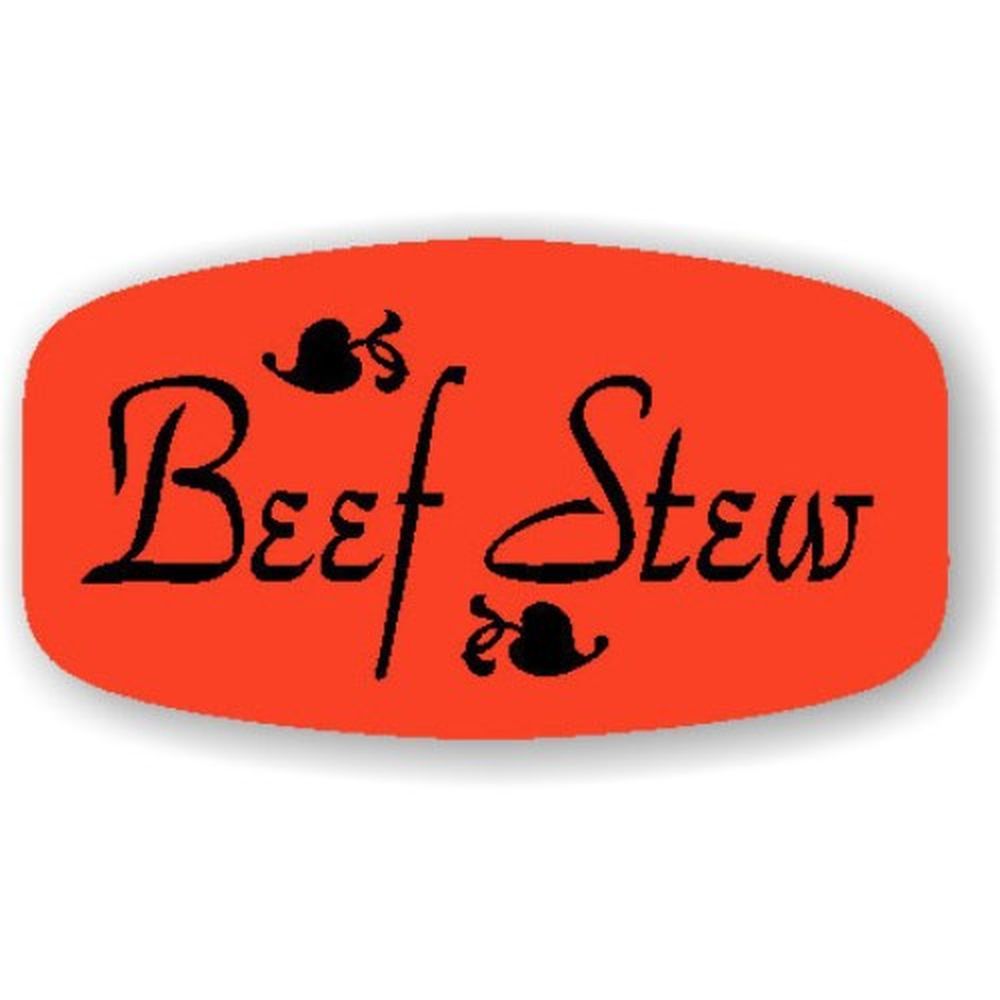 Bollin Red Glo Short Oval Beef Stew Label, 0.62 X 1.25 Inch -- 1000 Per Case