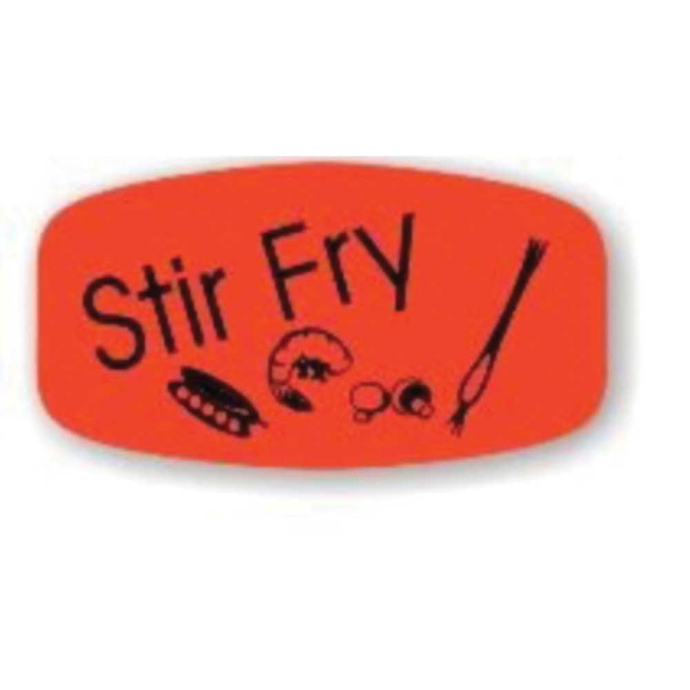 Bollin Label Red Glow Oval Stir Fry Label, 0.625 X 1.25 Inch, 1000 Per Roll