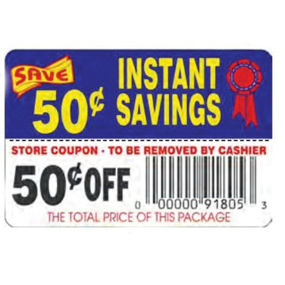 Bollin Instant Savings 50 Off Coupon Label, 2 X 3 Inch -- 250 Per Case